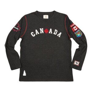 Souvenir MENS CANADA PATCH SHIRT M grey maple leaf NWT LS crew neck pullover GGS